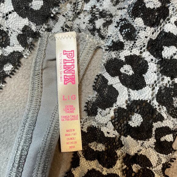 Victoria's Secret PINK 2012 Extra Low Rise Thong Panty Animal Print Gray Leopard - Picture 4 of 6